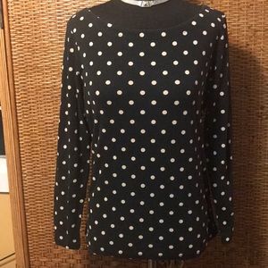 Adorable Banana Republic L/S black polka dot top L